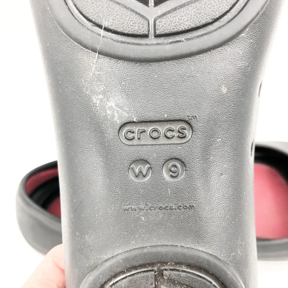 Crocs Shoes Womens 9 Lina Flat Black Rubber Pointed Toe Ballet Flats Office